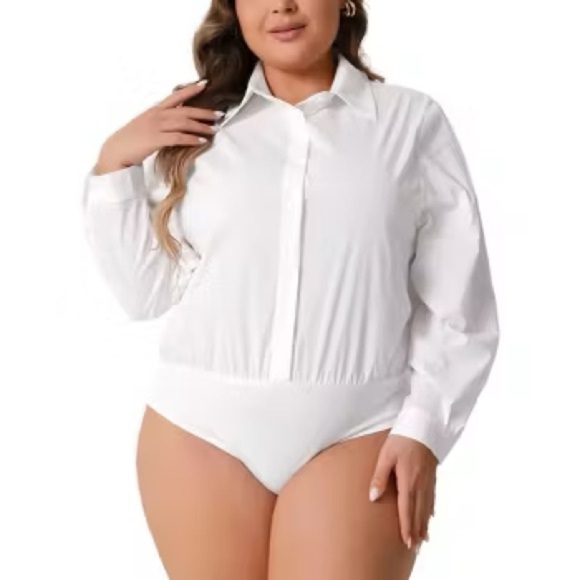 NWT. JEANNIE MAI x INC 2X Button Up Long Sleeve Shirt Top Bodysuit. - Picture 1 of 12